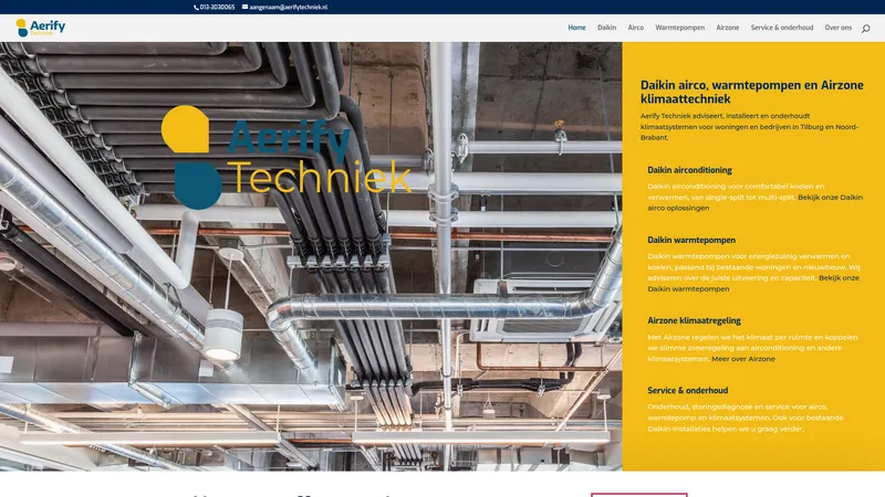 Website van Aerify Techniek
