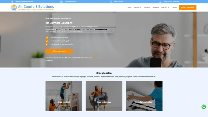 Website van Air Comfort Solutions