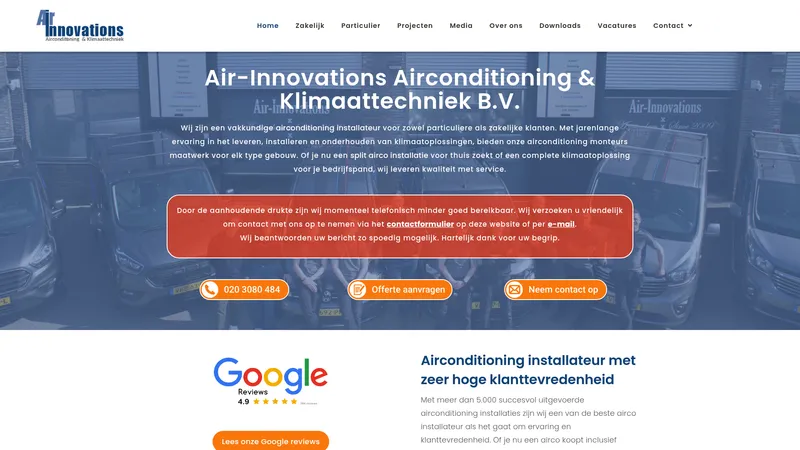 Website van Air-Innovations Airconditioning & Klimaattechniek