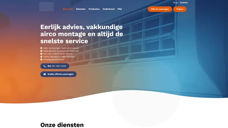 Website van Airco 024 | Airco installatie, onderhoud & reparatie