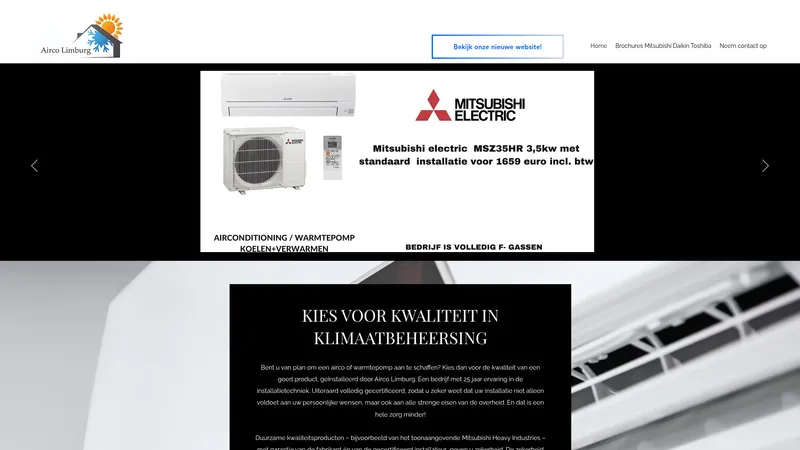 Website van Airco Limburg, STEK gecertificeerd Airconditioning/Warmtepompen