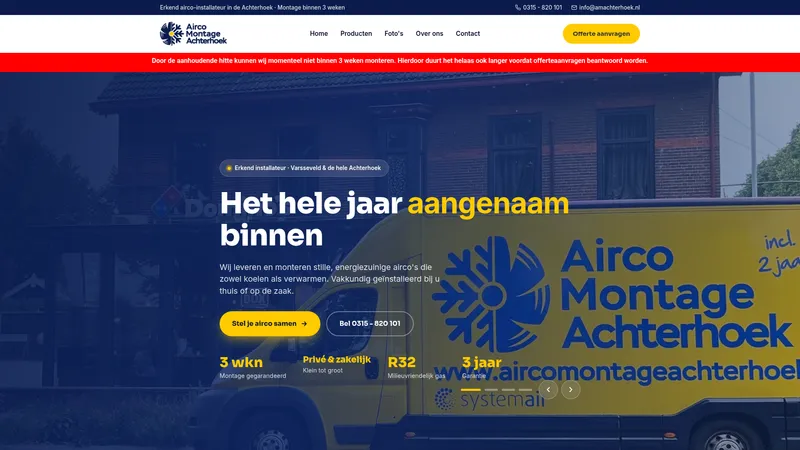 Website van Airco Montage Achterhoek