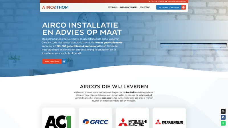 Website van Airco Thom