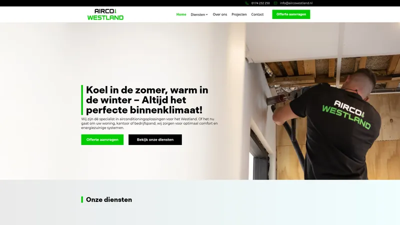 Website van Airco Westland