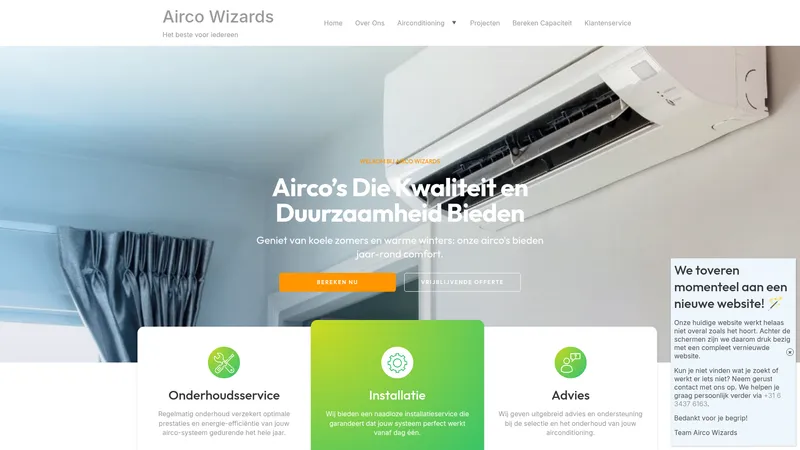 Website van Airco Wizards