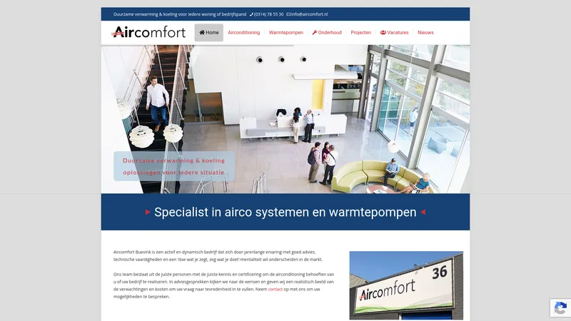 Website van Aircomfort BV | Airco Installatie & Onderhoud