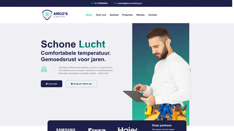 Website van aircos-limburg.nl/