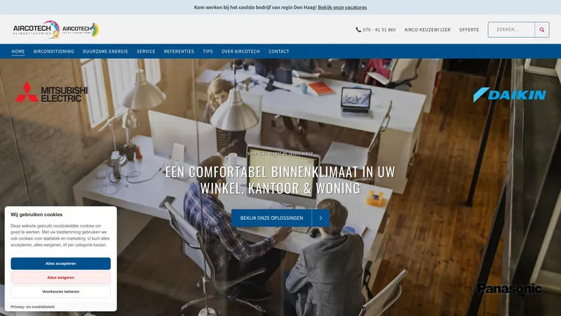 Website van Aircotech Klimaattechniek BV