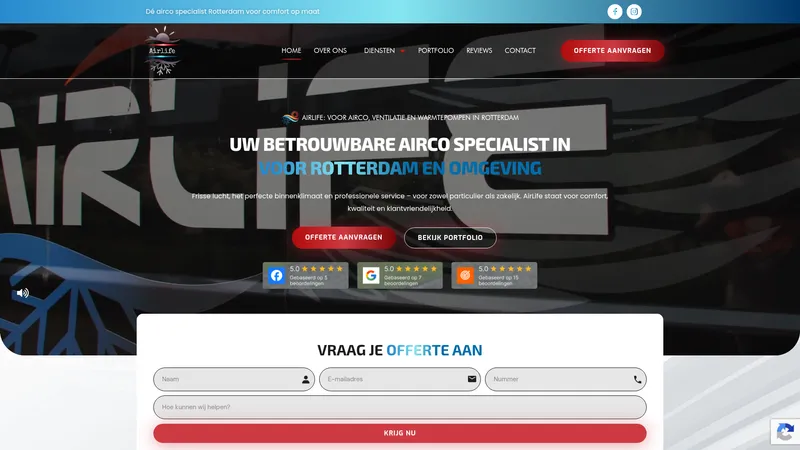 Website van AirLife airconditioning