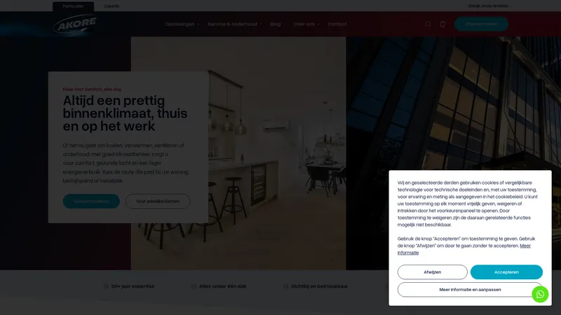 Website van Akore BV Klimaatbeheersing