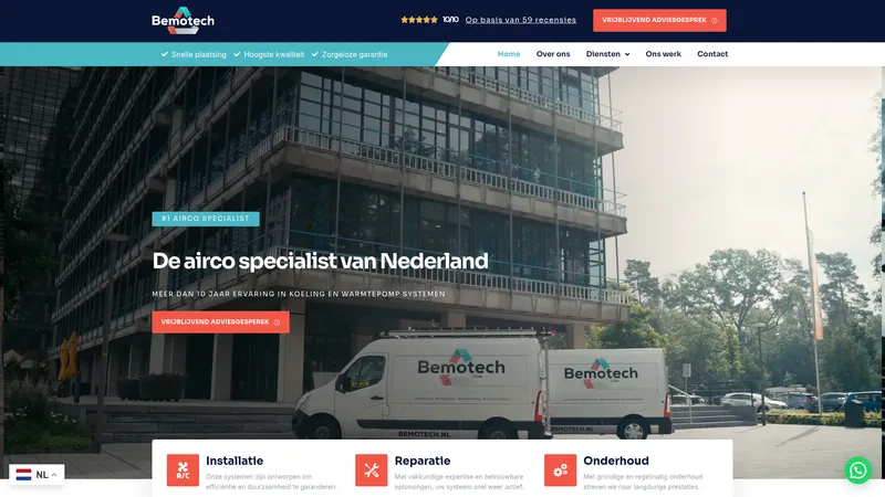 Website van Bemotech | Airco Enschede