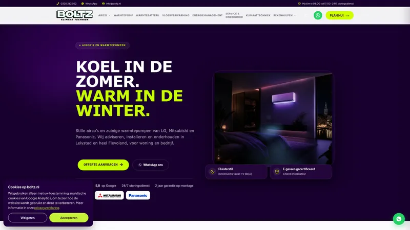 Website van Boltz Klimaattechniek