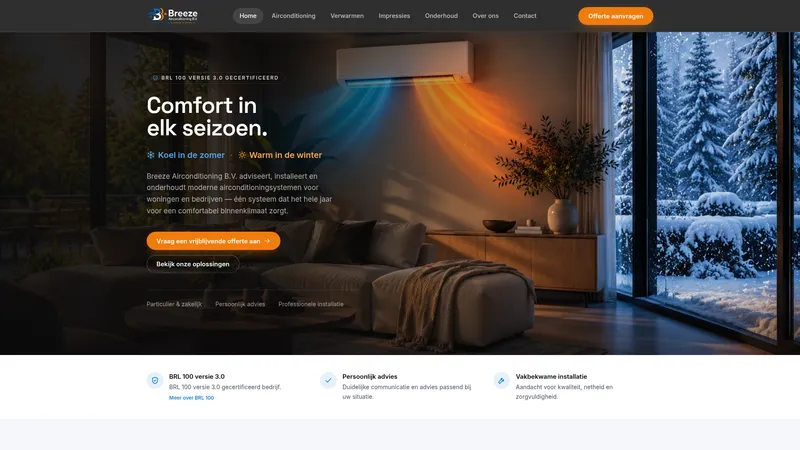 Website van Breeze Airconditioning B.V.