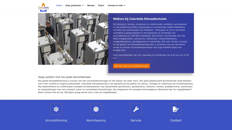 Website van Calordelta Klimaattechniek
