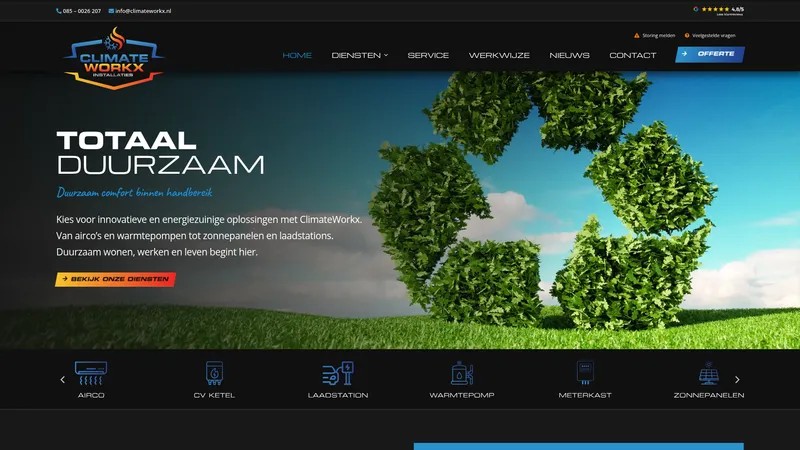 Website van * ClimateWorkx b.v. * E + W installatietechniek