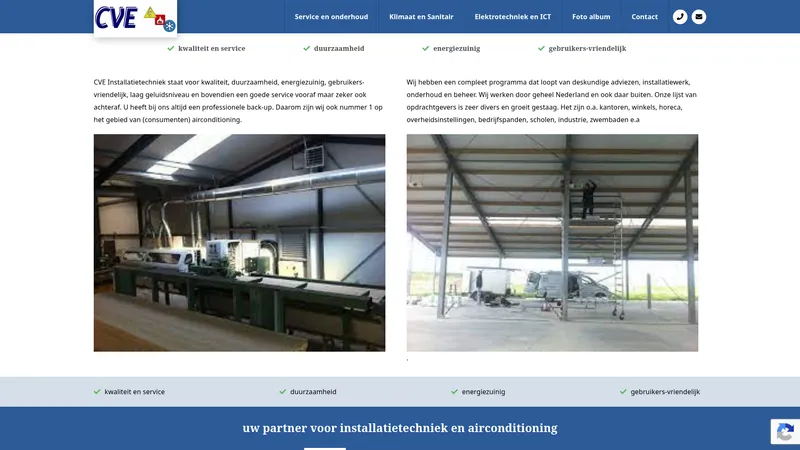 Website van CVE Installatietechniek Electra en Airco