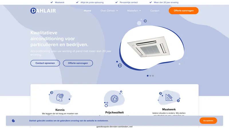 Website van Dahlair - Airconditioning & Klimaattechniek