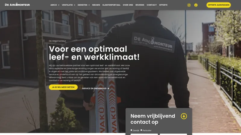 Website van De Aircomonteur B.V.