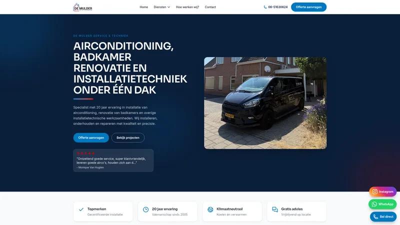 Website van De Mulder Service&Techniek