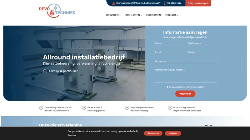 Website van Devo Techniek