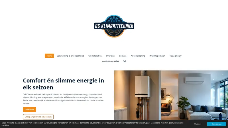Website van DG Klimaattechniek