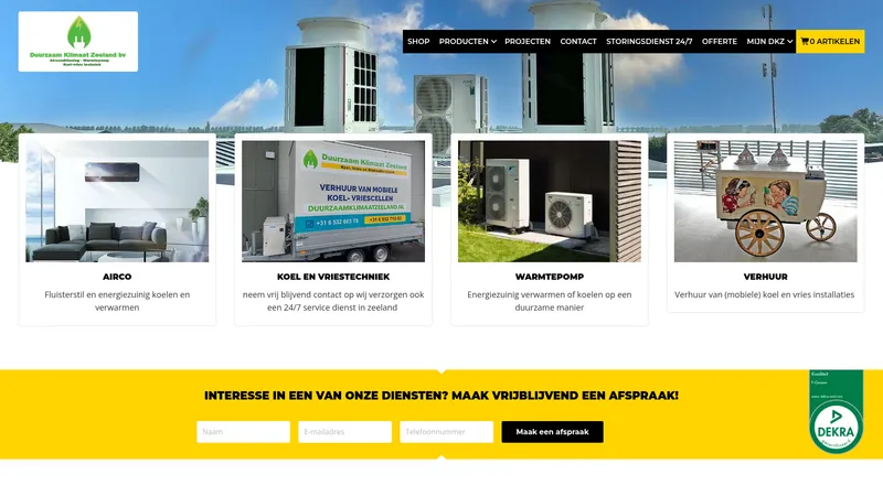 Website van Duurzaam Klimaat Zeeland BV