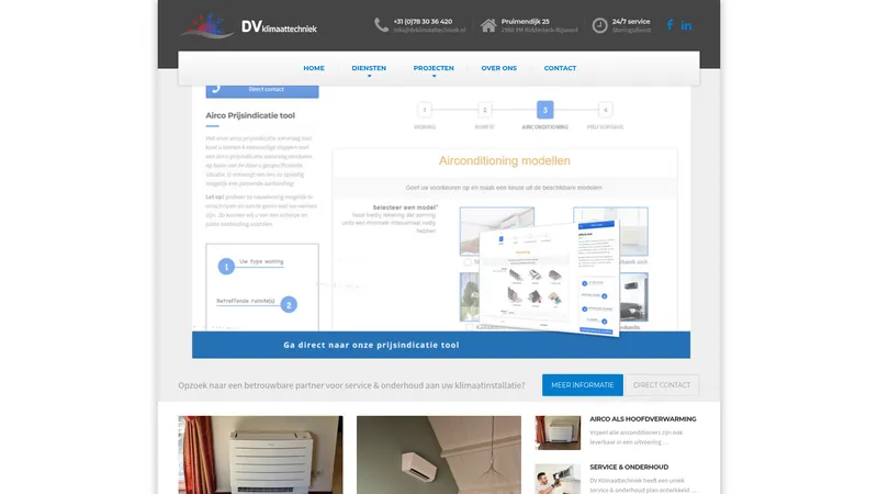 Website van DV Klimaattechniek