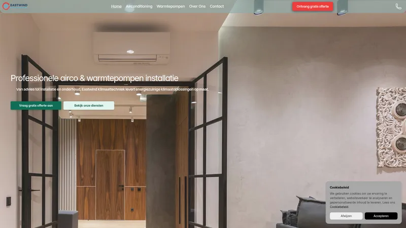 Website van Eastwind Klimaattechniek