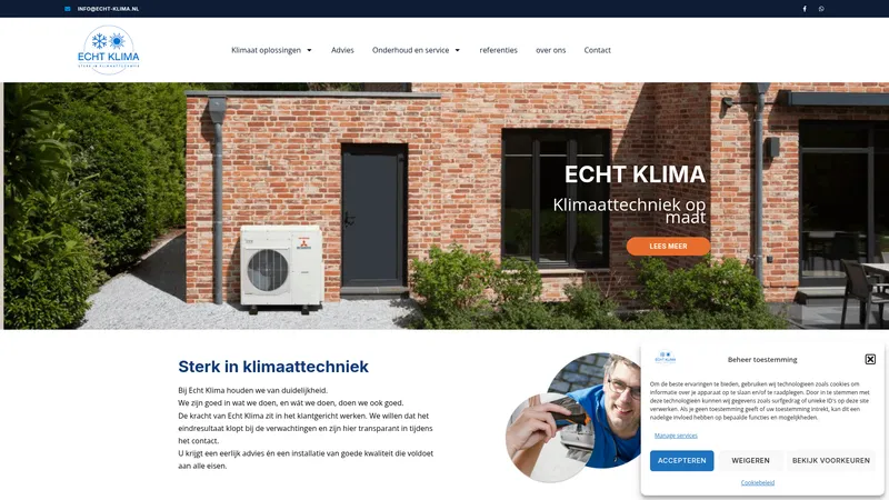 Website van Echt Klima B.V.