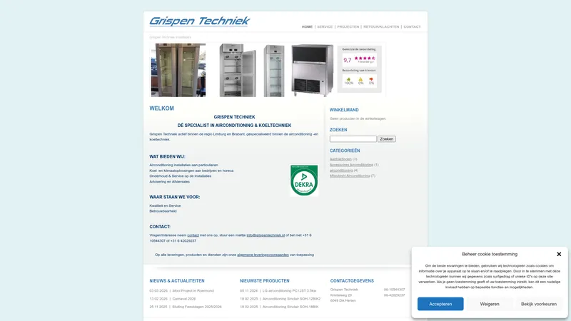 Website van Grispen Techniek Airconditioning