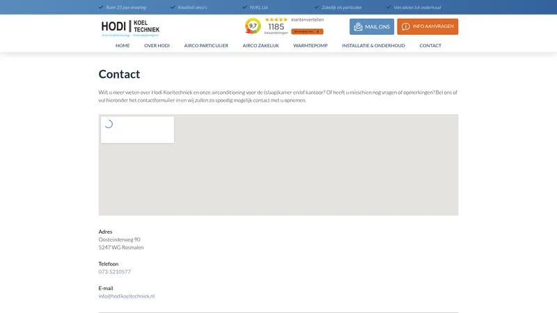 Website van Hodi Koeltechniek