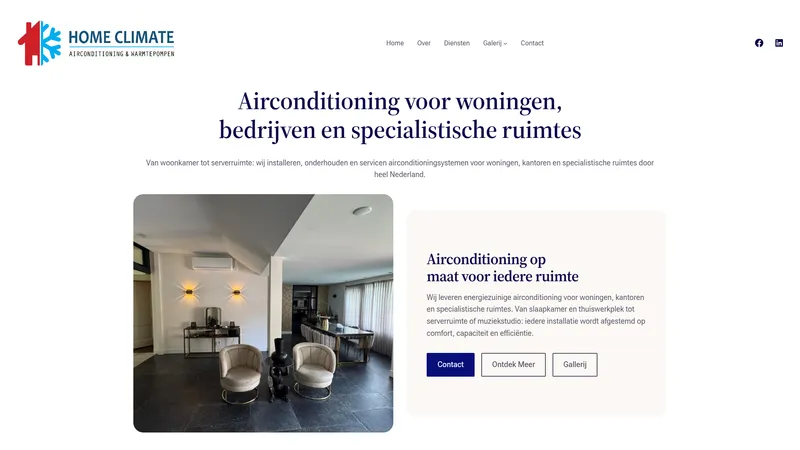 Website van Home Climate Airconditioning