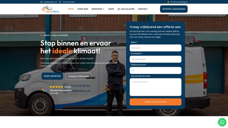 Website van Ideal Airco