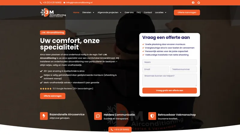 Website van J.M. Airconditioning