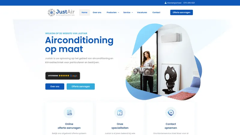 Website van JustAir Klimaattechniek B.V.