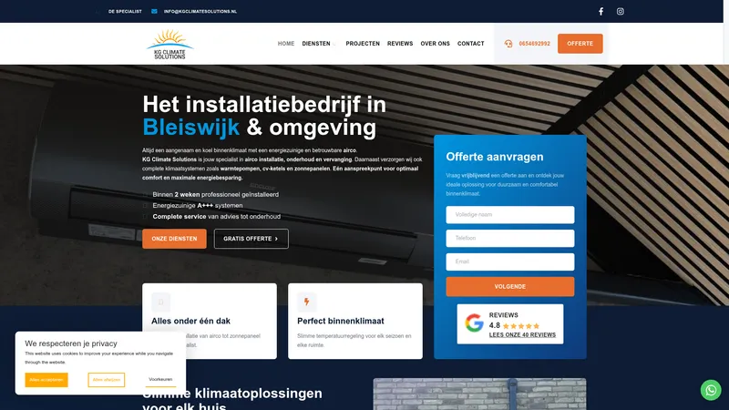 Website van KG Climate Solutions