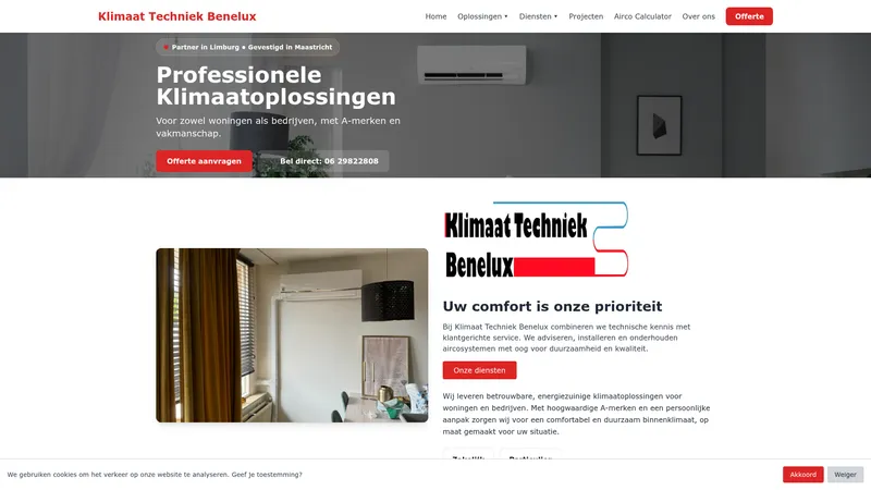 Website van Klimaat Techniek Benelux