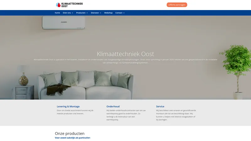 Website van Klimaattechniek Oost B.V.