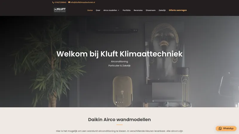 Website van Kluft Klimaattechniek