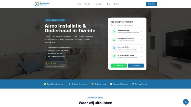Website van Koeltechniek Twente