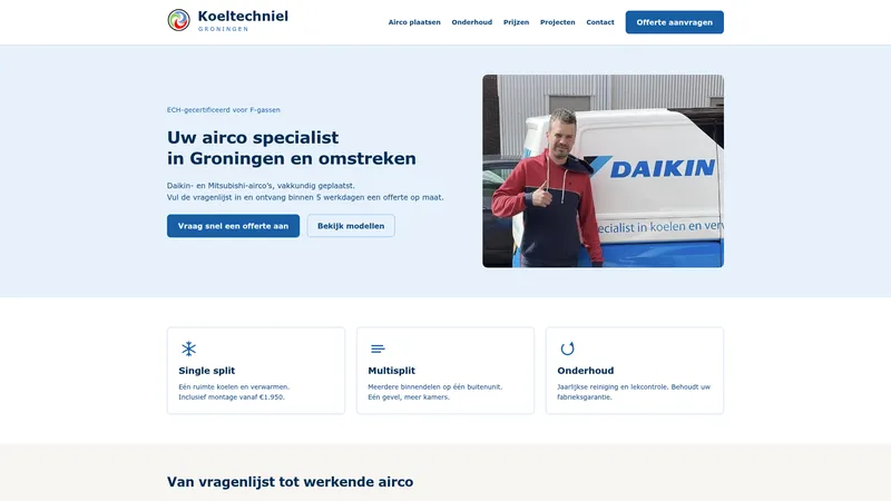 Website van Koeltechniekgroningen