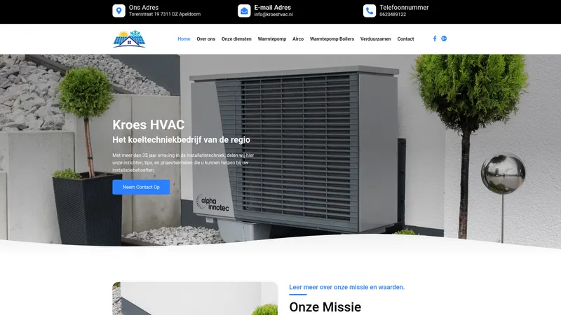 Website van Kroes HVAC