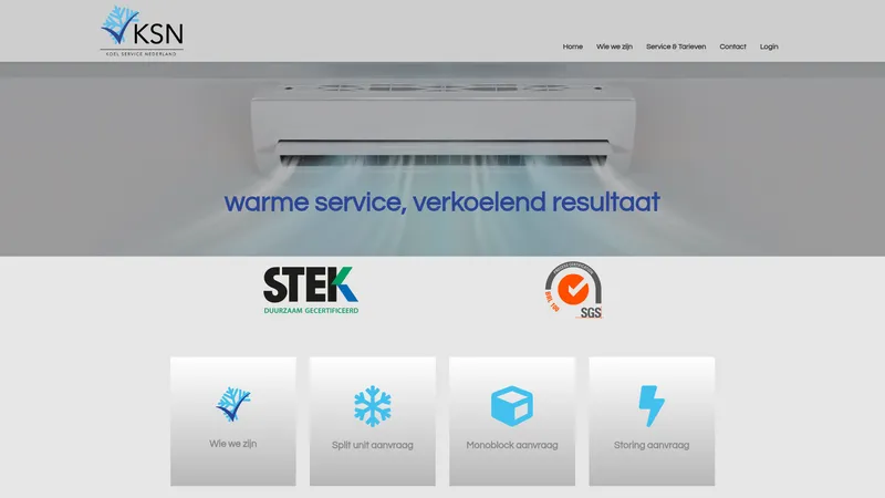 Website van KSN - Koel Service Nederland