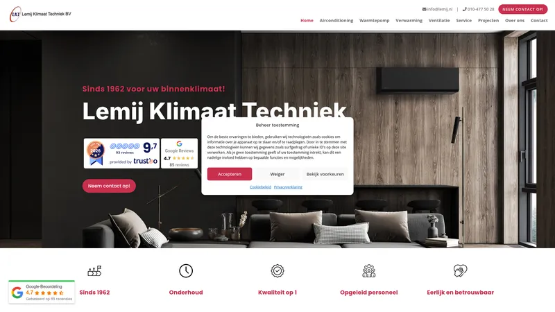 Website van Lemij Klimaat Techniek