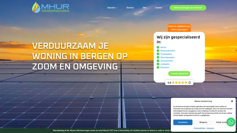 Website van MHUR verduurzamingstechniek