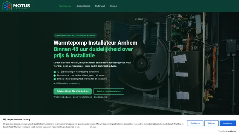 Website van Motus Techniek