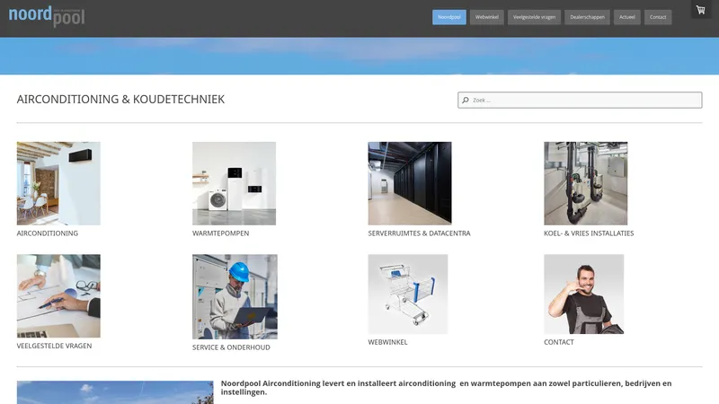Website van Noordpool Airconditioning en Warmtepompspecialist sinds 2007