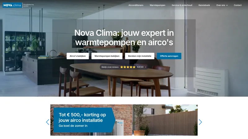 Website van Nova Clima