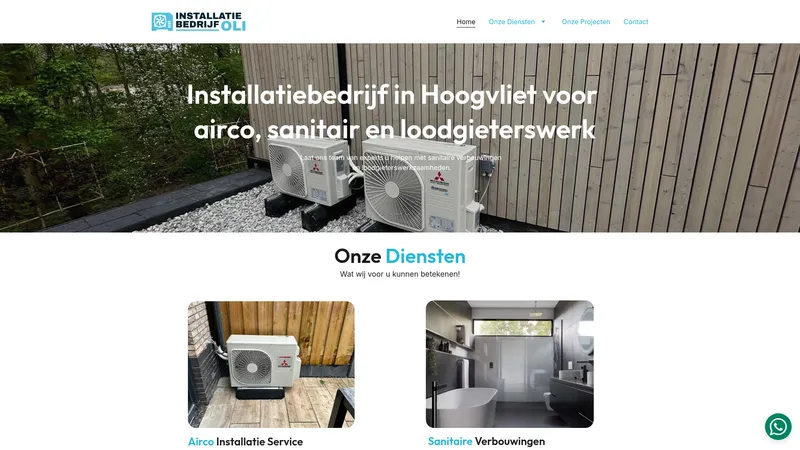 Website van OLI Installatiebedrijf