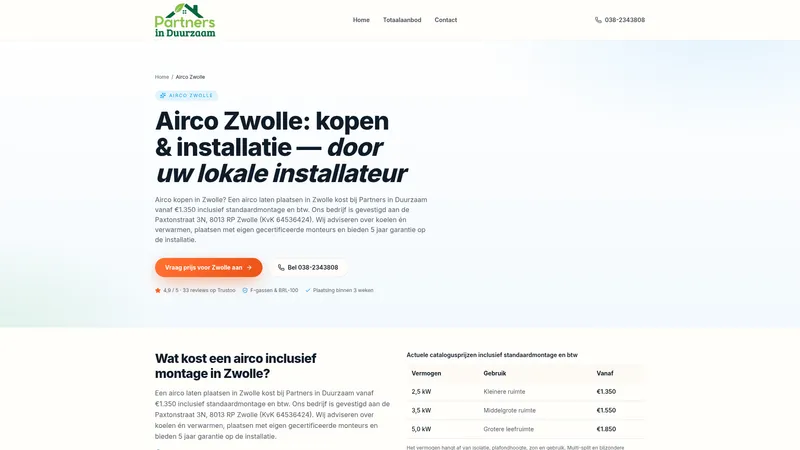 Website van Partners in Duurzaam